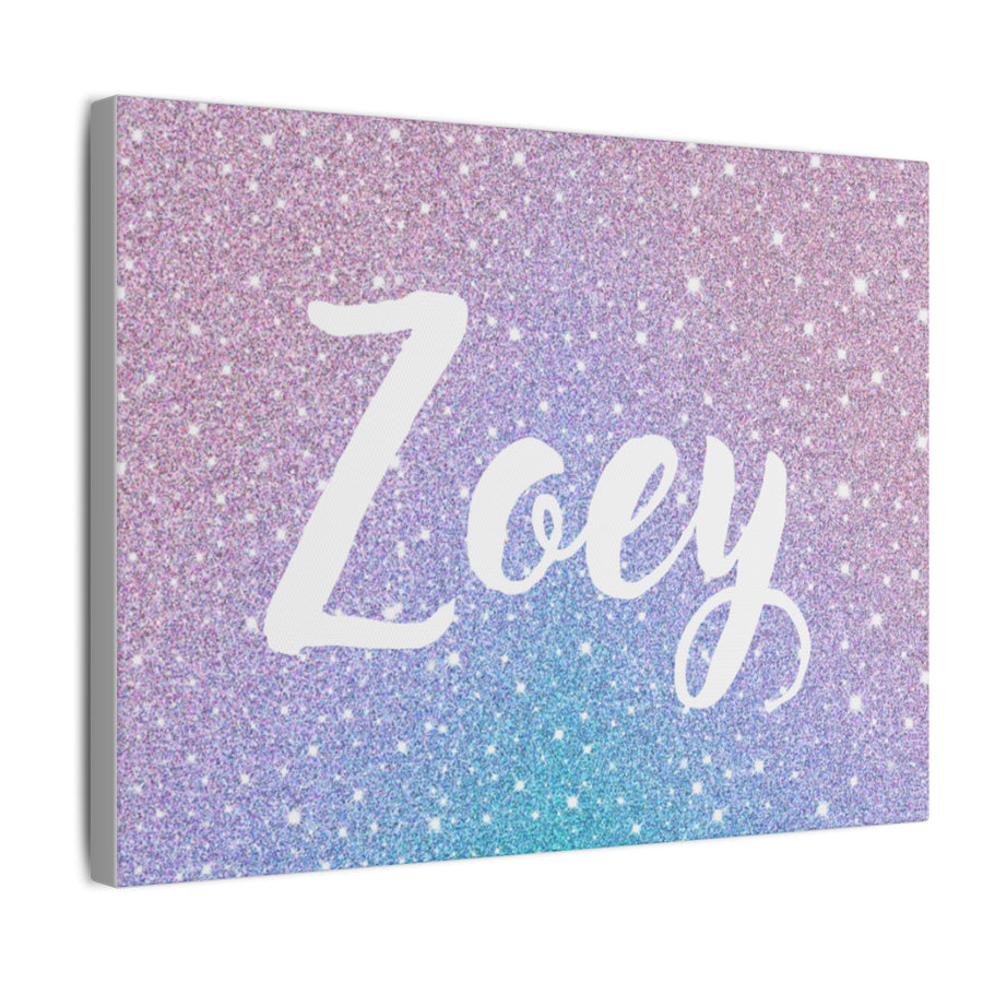 Personalized Glitter Name Canvas Wall Art - Customizable Decor for Kids' Rooms