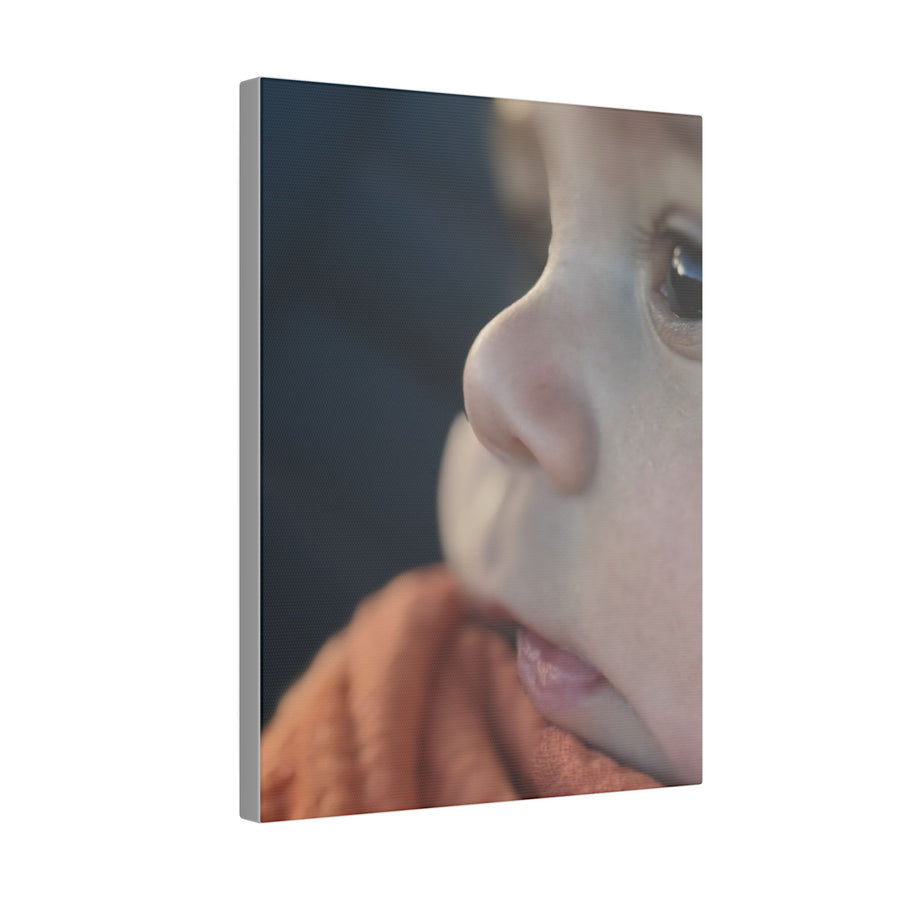 Stretched Matte Canvas Wall Art - Tender Infant Close-Up
