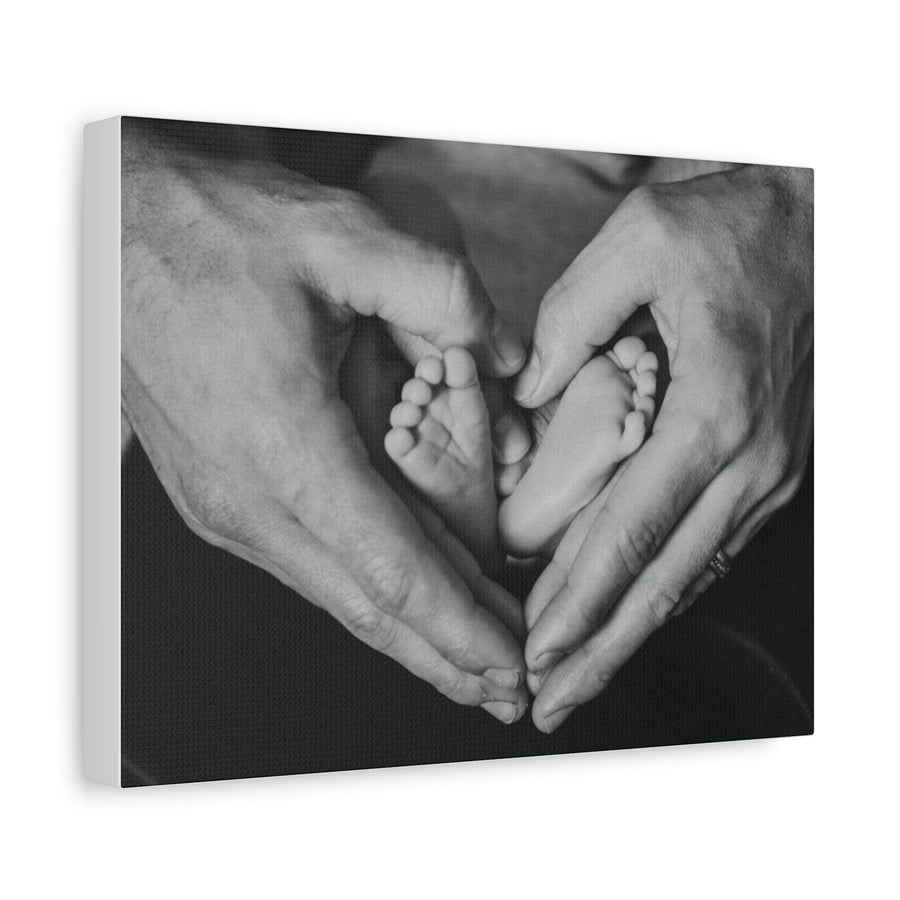 Personalized Family Love Canvas Art - Heart-Shaped Hands with Baby Feet