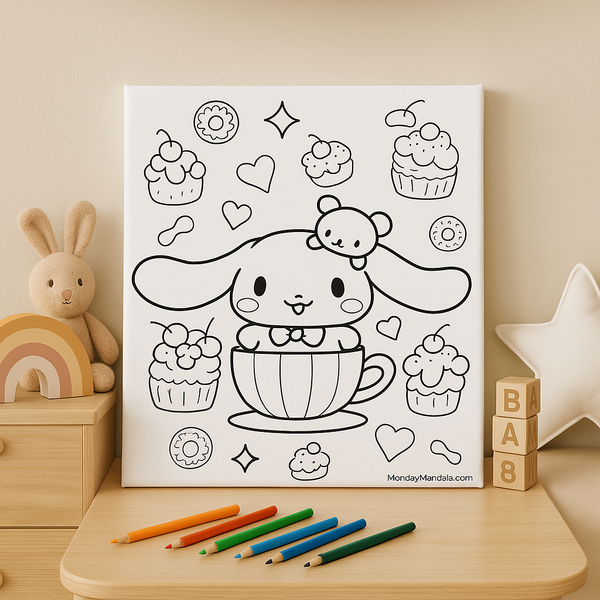 Colored Cinnamoroll Canvas for Kids – DIY Wall Art Decor