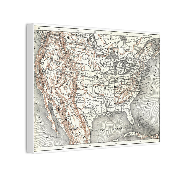 Vintage Map Canvas Print - 0.75" Stretched Wall Art for Home Decor