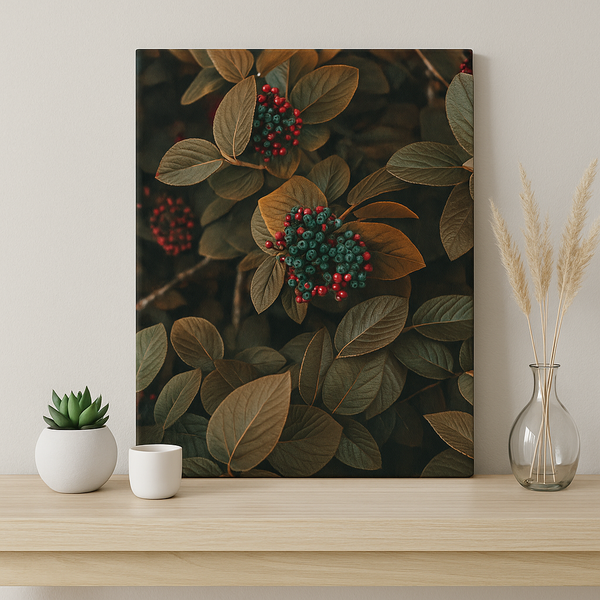 "Botanical Berries Canvas Wall Art – Earthy Nature Photography Print"