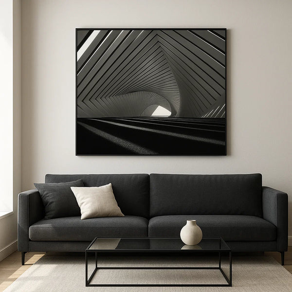 Black and White Geometric Architecture Canvas – Modern Abstract Wall Art