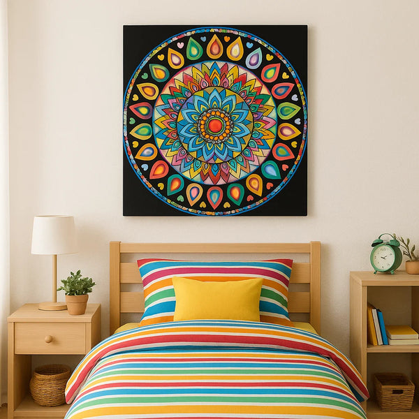 Colorful Mandala Canvas Art – Boho Wall Decor