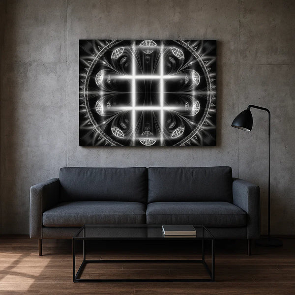 Black and White Geometric Abstract Canvas – Modern Frameless Wall Art
