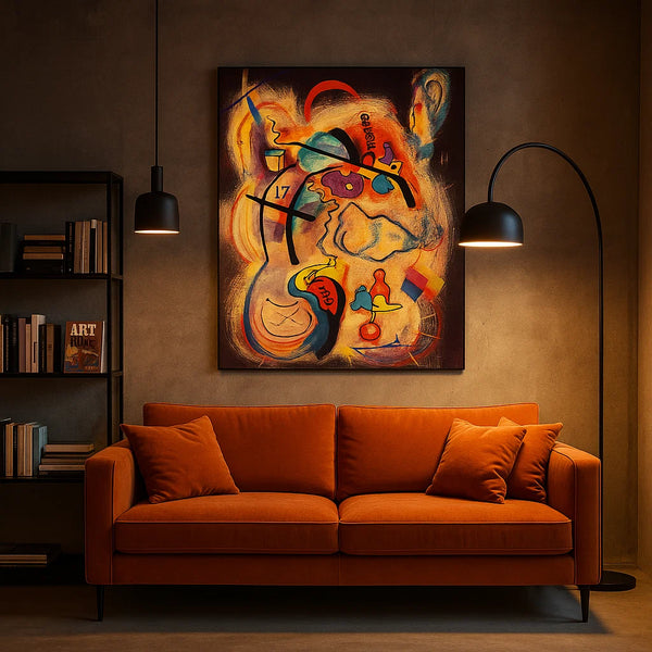 Bold Abstract Expressionist Canvas Art –Modern Colorful Wall Décor for Living Room or Office