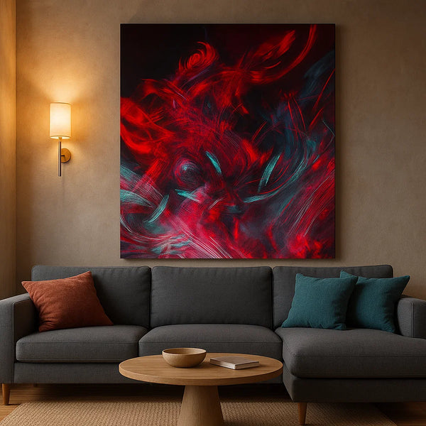Red and Blue Abstract Canvas Art