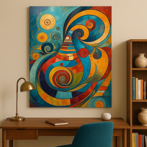 Colorful Abstract Spiral Canvas Wall Art – Bold Modern Statement Piece
