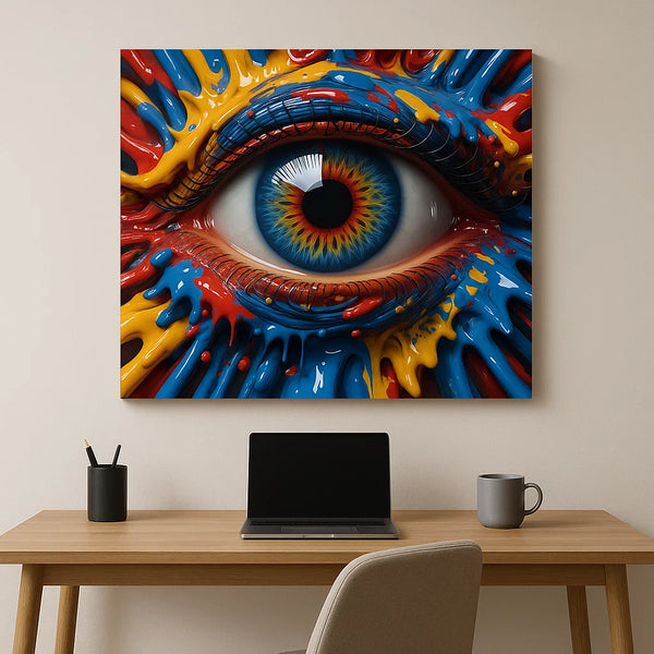 Abstract Eye Canvas Print – Medium Modern Wall Art with Paint Splash Texture