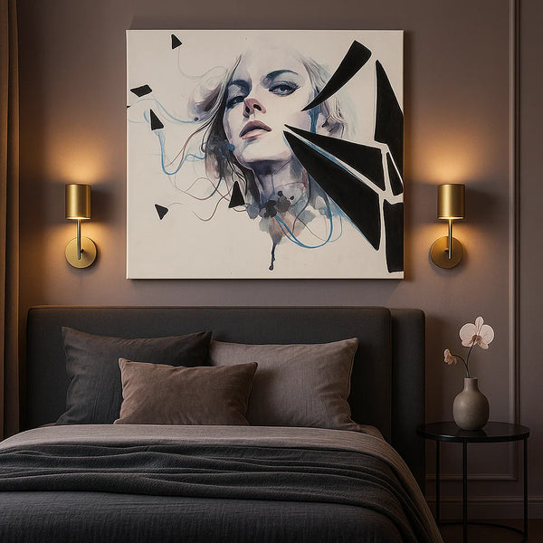 Abstract Fragmented Woman Portrait Canvas – Frameless Modern Art