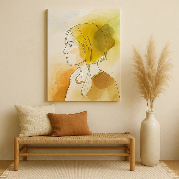 Soft Watercolor Girl Portrait Canvas – Frameless Art Print