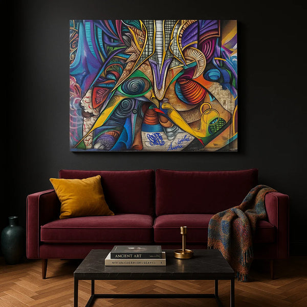 Geometric Abstract Portrait Canvas  Frameless Modern Wall Art