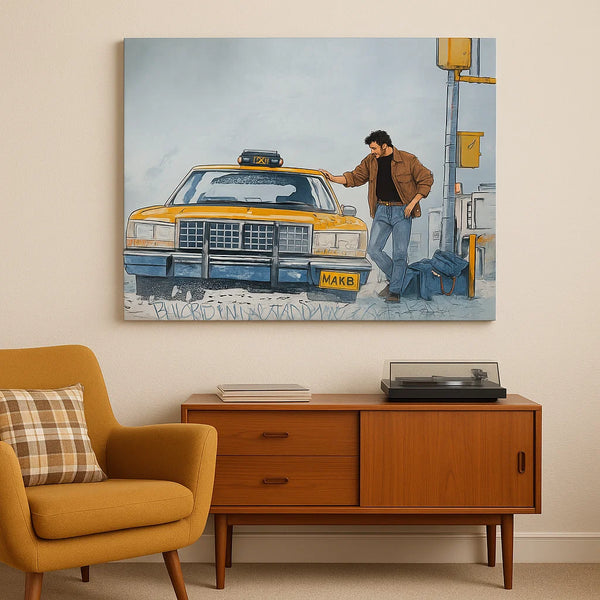 Retro Taxi Canvas – Comic Style Urban Art
