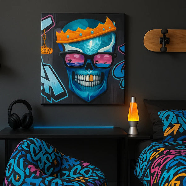 Graffiti Skull Canvas – Tropical Urban Street Art