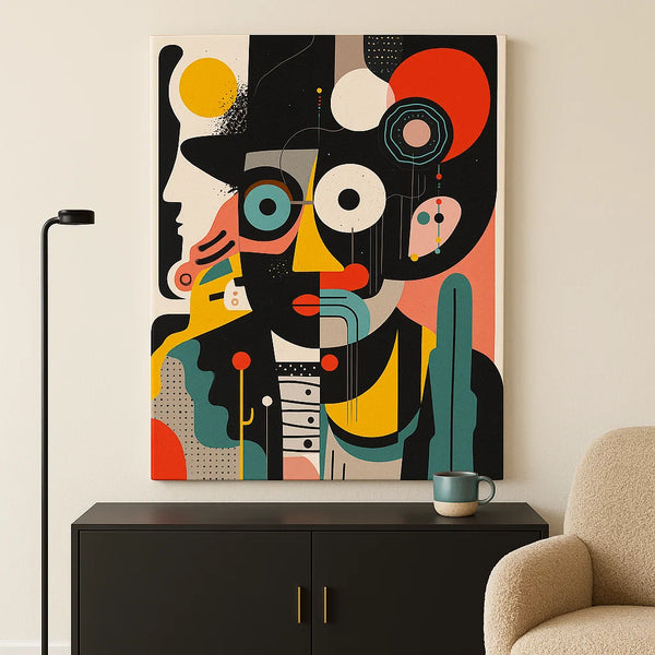 Cubist Face Canvas – Modern Geometric Wall Art