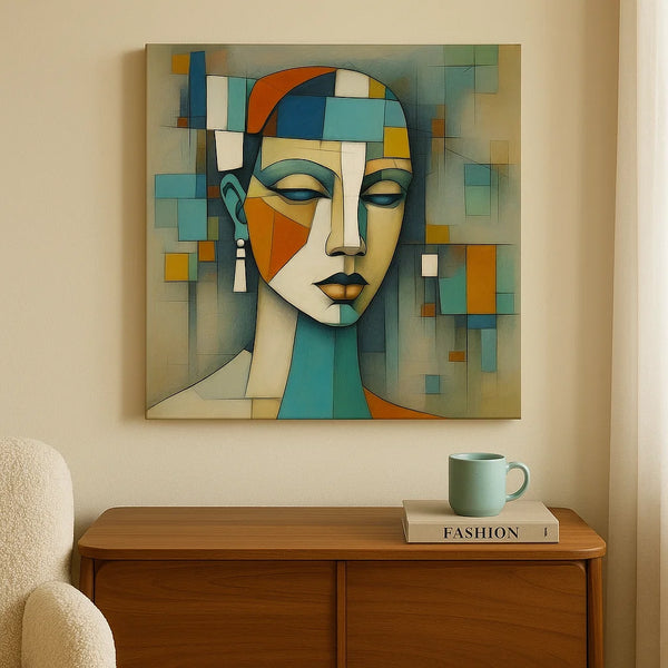 Quiet Beauty – Soft Cubist Woman Portrait