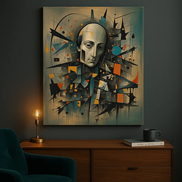 Fractured Gaze – Abstract Cubist Chaos Portrait