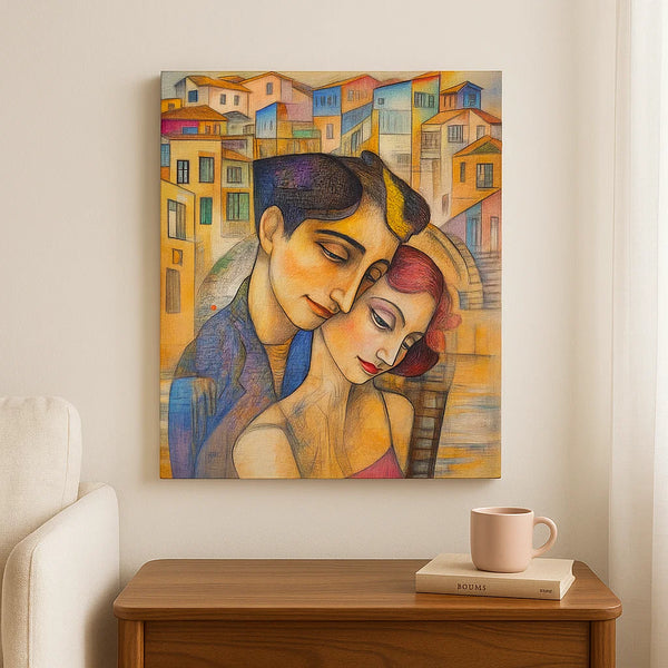 Lovers in Color – Cubist Romance Wall Art